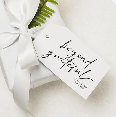 Thank You Gift Tags, Modern Calligraphy, Beyond Grateful for You Gift Tags Perfect for Weddings, Bridal and Baby Showers, Birthdays, Parties or Special Events (25 Tags) in Saudi Arabia