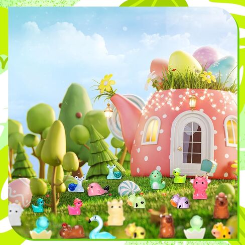 72pcs Luminous Mini Resin Animals, Glow in The Dark Mini Ducks, Flamingo, Dog, Dinosaur, Snail, Cow, Bird, Capybara, Seal, and Chinese Zodiac Resin Animals in Saudi Arabia