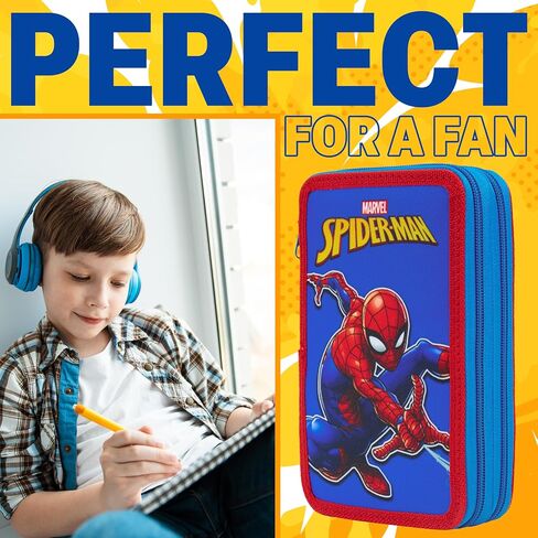 Marvel Spiderman Pencil Case with Pencils Pencils Markers School Supplies Set Pen Holder Stationery Art Hilts for Boys (Multi) in Saudi Arabia