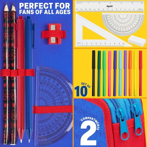 Marvel Spiderman Pencil Case with Pencils Pencils Markers School Supplies Set Pen Holder Stationery Art Hilts for Boys (Multi) in Saudi Arabia