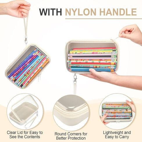 4 أجهزة كمبيوتر واضحة الصلابة البلاستيكية السوستة القلم قلم رصاص القلم الصلبة قشرة البلاستيك العلبة كبيرة الشفافة قلم رصاص منظم السفر المحمول لمستحضرات التجميل للمكاتب (رمادي ، أزرق داكن ، أزرق ، أسود) in Kuwait