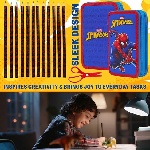Marvel Spiderman Pencil Case with Pencils Pencils Markers School Supplies Set Pen Holder Stationery Art Hilts for Boys (Multi) in Saudi Arabia
