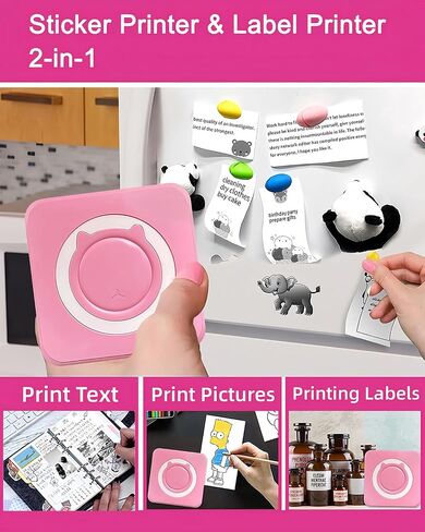 Mini Thermal Printer with 14 Rolls Sticky Papers, Wireless Bluetooth Photo Printer, Portable Label Maker Machine with Tape, Small Compact Picture Maker for Student Kid, Purple in Saudi Arabia