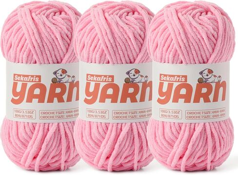 3 Pack Orange Chunky Chenille Yarn for Crocheting, Baby Yarn for Crocheting Soft Blanket/Amigurumi, 300g (262yds) Super Bulky Fluffy Velvet Knitting/Crochet Yarn in Kuwait