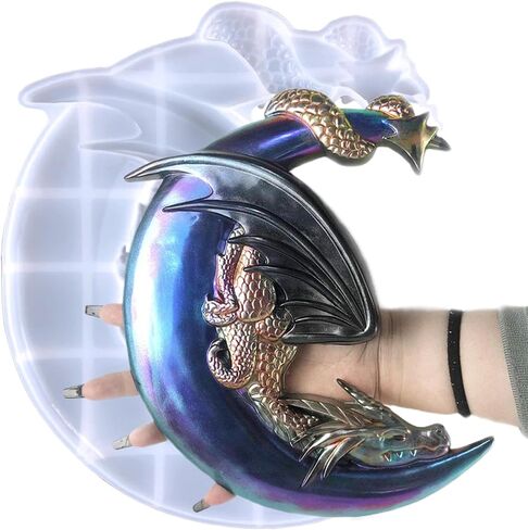 Dragon Mold Moon-Shaped Realistic 3D Dragon Resin Mold Easy Release DIY-Friendly Silicone Molds for Crafts, Wall Art, Home Decor, Dragon Mold in Saudi Arabia