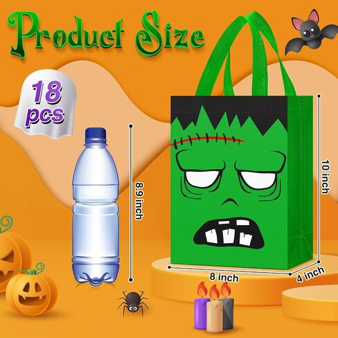 Paterr 30 Pcs Halloween Candy Bags Reusable Non Woven Treat Gift Bags Cat Ghost Mummy Vampire Zombie Pumpkin Tote with Handles Bulk for Halloween Party Kids Birthday in Saudi Arabia