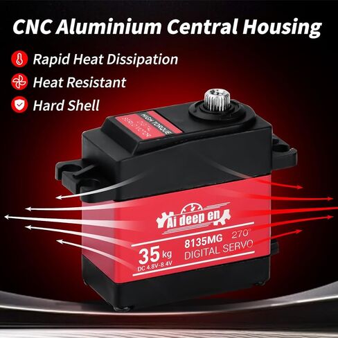 2-Pack 20KG High Torque RC Servo, Servo Motor 4.8-8.4V RC Servo Full Metal Gear Waterproof Compatible with 1/8, 1/10, 1/12 RC Car with 25T Servo Horn and Parts (270°) in Kuwait