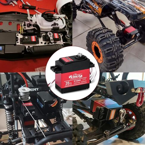 2-Pack 20KG High Torque RC Servo, Servo Motor 4.8-8.4V RC Servo Full Metal Gear Waterproof Compatible with 1/8, 1/10, 1/12 RC Car with 25T Servo Horn and Parts (270°) in Kuwait