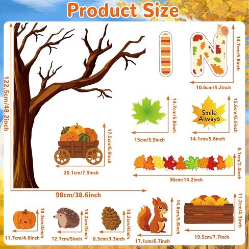 GISGFIM Fall Bulletin Board Decoration Be Leaf in Yourself Retouts for Fall Tree Class -Chargions Maple Leaves Mustric Harvest for Champroom School Chalkboard Wall Decor in Saudi Arabia
