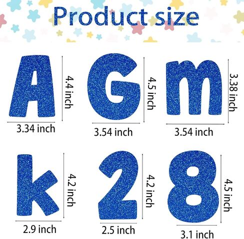 225Pcs Glitter Bulletin Board 4inch Letters with Adhesive Dots Punctuation Symbols Cutout for Classroom Numbers Alphabet School Display Decorating Supplies (Blue) in Saudi Arabia