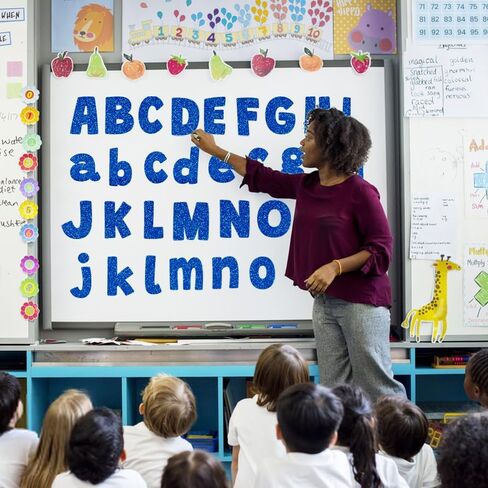 225Pcs Glitter Bulletin Board 4inch Letters with Adhesive Dots Punctuation Symbols Cutout for Classroom Numbers Alphabet School Display Decorating Supplies (Blue) in Saudi Arabia
