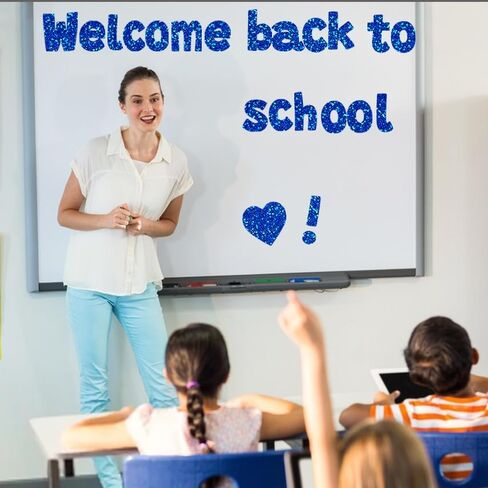 225Pcs Glitter Bulletin Board 4inch Letters with Adhesive Dots Punctuation Symbols Cutout for Classroom Numbers Alphabet School Display Decorating Supplies (Blue) in Saudi Arabia