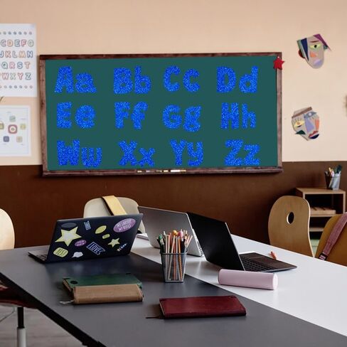 225Pcs Glitter Bulletin Board 4inch Letters with Adhesive Dots Punctuation Symbols Cutout for Classroom Numbers Alphabet School Display Decorating Supplies (Blue) in Saudi Arabia