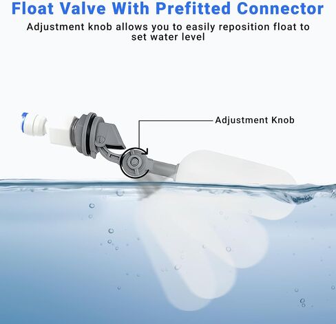 RO/DI Float Valve Kit for Reef Tank & Aquarium ATO – Auto Top Off System for Reverse Osmosis – Includes Shut-Off Valve, Float and check Valves, Tubing & Cutter in Saudi Arabia