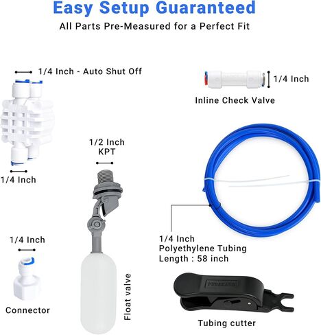 RO/DI Float Valve Kit for Reef Tank & Aquarium ATO – Auto Top Off System for Reverse Osmosis – Includes Shut-Off Valve, Float and check Valves, Tubing & Cutter in Saudi Arabia