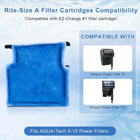 Aquarium Filter Cartridge Replacement Rite-Size A Filter Cartridges Compatible with MarineLand Penguin Power Filters 75 & 100 and for Aqua-Tech(EZ-Change #1) 5-15 Power Filters, 10 Pack in Kuwait