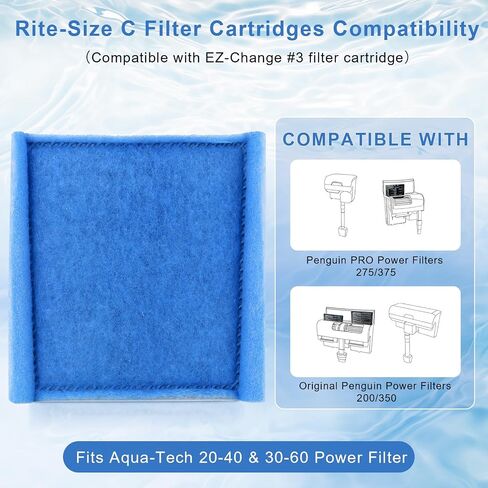 Aquarium Filter Cartridge Replacement Rite-Size A Filter Cartridges Compatible with MarineLand Penguin Power Filters 75 & 100 and for Aqua-Tech(EZ-Change #1) 5-15 Power Filters, 10 Pack in Kuwait