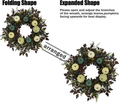 AMF0RESJ إكليل زهور الأقحوان الأصفر الاصطناعي إكليل الربيع والصيف مع أوراق الزيتون، وأوراق الأوكالبتوس للباب الأمامي الداخلي والخارجي وشرفة الحائط وديكور المنزل في المزرعة in Kuwait