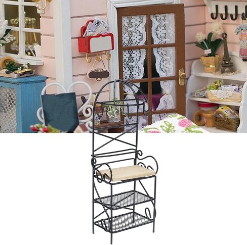 1:12 Miniature Bakers Rack, Dollhouse Kitchen Accessories Miniature Furniture Wooden Storage Rack Storage Display, for Living Room Decoration(White) in Saudi Arabia