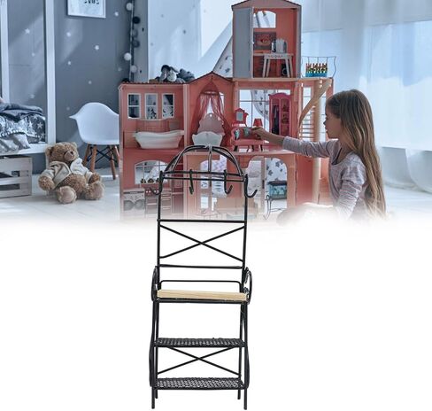 1:12 Miniature Bakers Rack, Dollhouse Kitchen Accessories Miniature Furniture Wooden Storage Rack Storage Display, for Living Room Decoration(White) in Saudi Arabia