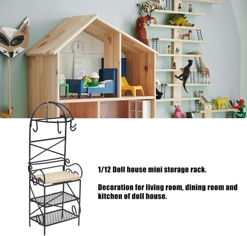 1:12 Miniature Bakers Rack, Dollhouse Kitchen Accessories Miniature Furniture Wooden Storage Rack Storage Display, for Living Room Decoration(White) in Saudi Arabia