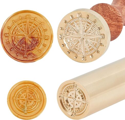 CRASPIRE 2PCS Wax Seal Stamp Compass Stamp 25mm & 15mm Round Sealing Wax Stamp Compass for Invitation Envelope Cards Gift Sealing in Saudi Arabia