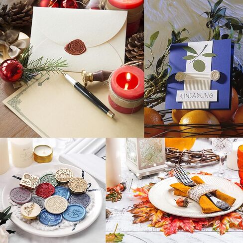 CRASPIRE Transparent Sealing Wax Beads Yellow Wax Seal Beads Kit with 2pcs Candle 1pc Melting Spoon for Wax Seal Stamp for Wedding Invitations Letter Envelopes Packaging Crafts Card(Packed in Can) in Saudi Arabia