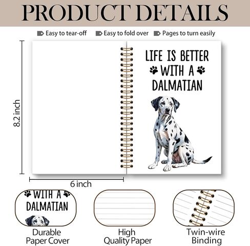هدايا Dalmatian Dalmatian Dog Notebook Journal ، Dalmatian Gifts Procal Noteboor ، Dog Notebooks Higds for Dalmatians لعشاق أصحاب النساء ، اللوازم المكتبية لمدرسة Dalmatiandog ، 6x8.2in in Kuwait