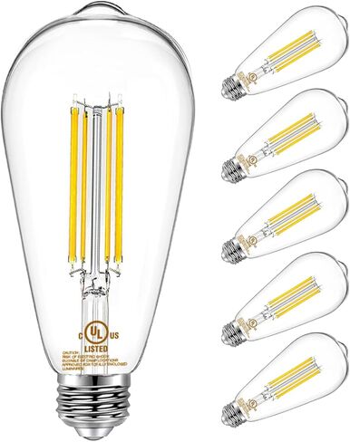 DAYBETTER 12 حزمة من مصابيح Edison LED العتيقة، E26 لمبة LED قابلة للتعتيم، ما يعادل 60 واط، ST58 لمبات إضاءة ذات خيوط عتيقة مع أبيض دافئ 2700K، سطوع 8W، 800LM، 80+ CRI in Kuwait