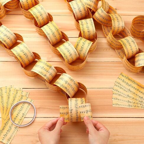 300 روابط ميوري عيد ميلاد ميوزيك نوت سلاسل الورق ورقة لافتة الموسيقى مع أشرطة مزدوجة الجوانب عتيقة شرائح الورق المغلفة لوازم الحرفية لعيد الميلاد زفاف حفل زفاف in Saudi Arabia