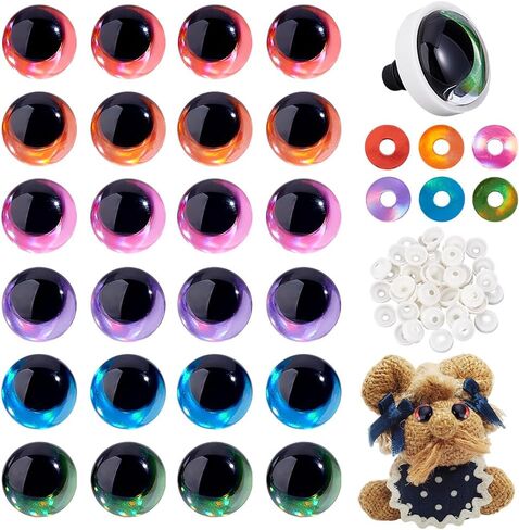 Ph Pandahall 96pcs 6 ألوان القمر السلامة عيون مع غسالات العيون الكروشيه 18 مم عيون سلامة بريق ثلاثي الأبعاد ل Amigurumi crochet plush الحيوانات المحشوة in Saudi Arabia