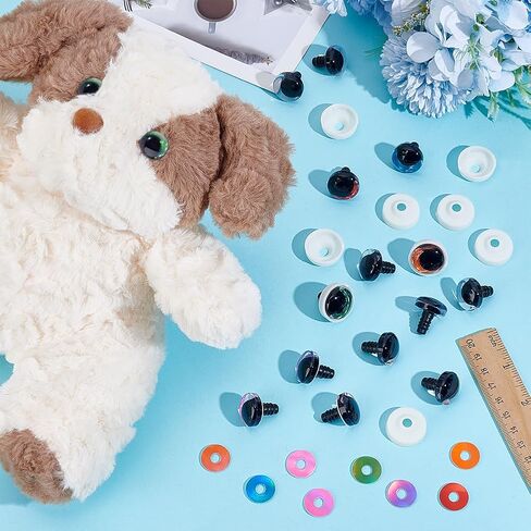 Ph Pandahall 96pcs 6 ألوان القمر السلامة عيون مع غسالات العيون الكروشيه 18 مم عيون سلامة بريق ثلاثي الأبعاد ل Amigurumi crochet plush الحيوانات المحشوة in Saudi Arabia