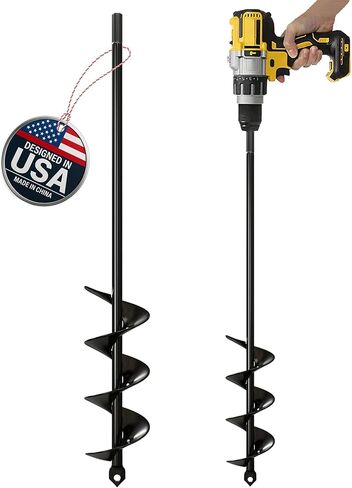 K-Brands Auger Drill Bit for Planting – 1.8 x 14.6 Inch - Garden Spiral Hole Drill Planter for Bulb Planting, Bedding Plants, Umbrella Holes - 3/8 Inch Hex Drive Drill in Kuwait