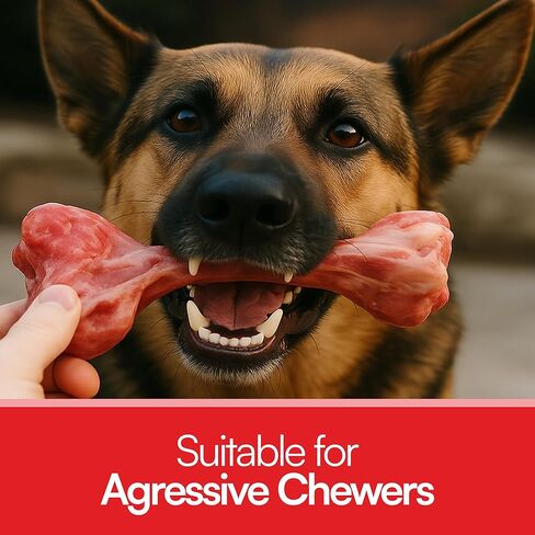 Indestructible Realistic Tough Dog Chew Toy – Natural Rubber Beef Flavor – Bone for Aggressive Chewers Long-Lasting, Teeth Cleaning, Safe & Non-Toxic (Medium) in Saudi Arabia