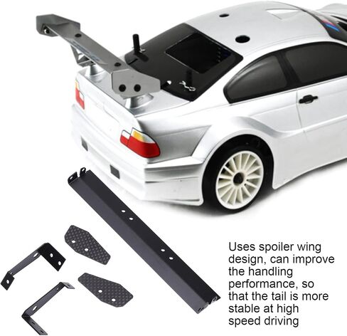 RC Rear Wing Aluminum Alloy Carbon Fiber Spoiler Tail Wing High Performance Upgrade for 1/10 Remote Control Car Black 165mm in Saudi Arabia
