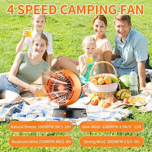 مروحة تعمل بالطاقة الشمسية، مروحة بطارية لاسلكية قابلة لإعادة الشحن بقدرة 10400 مللي أمبير في الساعة تعمل بالطاقة الشمسية مع فانوس LED | 4 سرعات رياح قابلة للتعديل | 3 أوضاع توقيت | مروحة تخييم محمولة وهادئة للسفر والخيمة وصيد الأسماك والنزهة in Kuwait