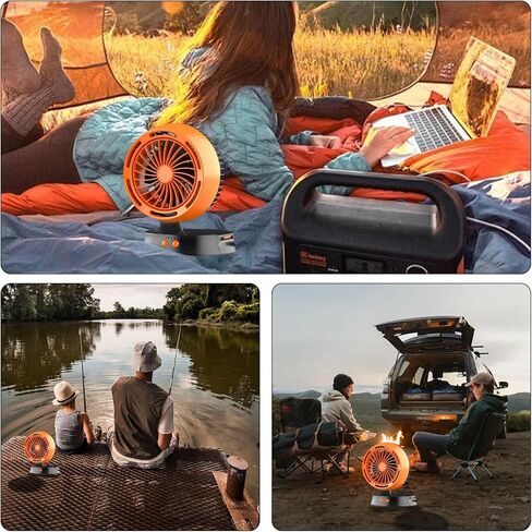 مروحة تعمل بالطاقة الشمسية، مروحة بطارية لاسلكية قابلة لإعادة الشحن بقدرة 10400 مللي أمبير في الساعة تعمل بالطاقة الشمسية مع فانوس LED | 4 سرعات رياح قابلة للتعديل | 3 أوضاع توقيت | مروحة تخييم محمولة وهادئة للسفر والخيمة وصيد الأسماك والنزهة in Kuwait