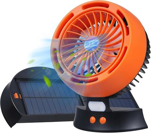 مروحة تعمل بالطاقة الشمسية، مروحة بطارية لاسلكية قابلة لإعادة الشحن بقدرة 10400 مللي أمبير في الساعة تعمل بالطاقة الشمسية مع فانوس LED | 4 سرعات رياح قابلة للتعديل | 3 أوضاع توقيت | مروحة تخييم محمولة وهادئة للسفر والخيمة وصيد الأسماك والنزهة in Kuwait