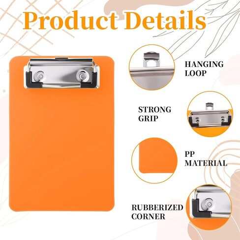 Small Clipboards, 4 Pcs Mini Clipboards 4x6 Inch Small Clip Board Letter Size Plastic Pocket Clipboard with Low Profile Clip Pocket Lists Notepads Clipboard for Office Restaurants Classroom Supplies in Saudi Arabia