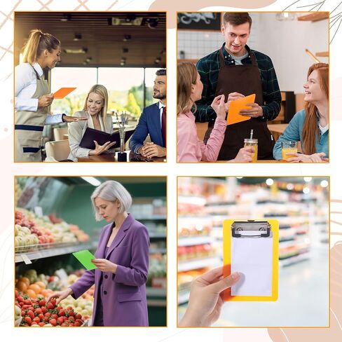 Small Clipboards, 4 Pcs Mini Clipboards 4x6 Inch Small Clip Board Letter Size Plastic Pocket Clipboard with Low Profile Clip Pocket Lists Notepads Clipboard for Office Restaurants Classroom Supplies in Saudi Arabia