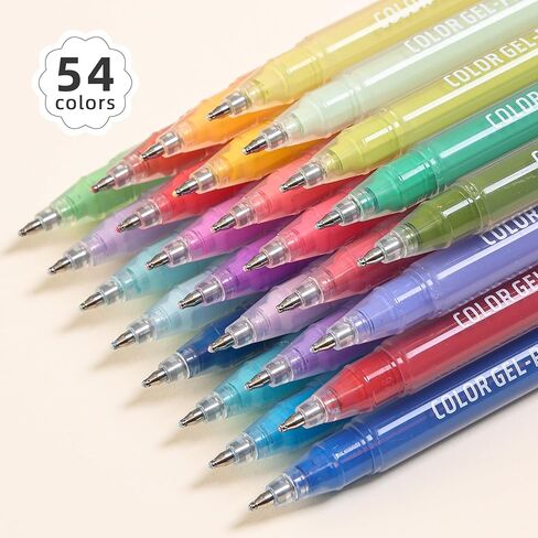 Acrylic Gel Pens for Coloring, 54 Colors Set 3D Acrylic Paint Pens with 1mm Bullet Tip for Adult Coloring, Gel Pens for Black Paper, Rock, Glass, Fabric, DIY and Art Crafts Supplies in Kuwait