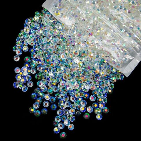 5300pcs 3mm بلورات راتنج راتنجات الراتنجات لصياغة مسطح أبيض AB الحجارة Bulk SS10 Non-Hotfix Diamonds Crystals Gems Charms for Nails Face Eyes Makeup Tumblers Bottles Diy Crafts Shoess in Kuwait