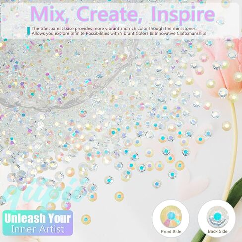 5300pcs 3mm بلورات راتنج راتنجات الراتنجات لصياغة مسطح أبيض AB الحجارة Bulk SS10 Non-Hotfix Diamonds Crystals Gems Charms for Nails Face Eyes Makeup Tumblers Bottles Diy Crafts Shoess in Kuwait