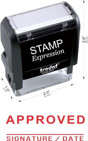 StampExpression - Approved Signature and Date with Line Office Self Inking Rubber Stamp - Red Ink (A-5870) in Saudi Arabia