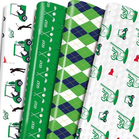 Keluna Golf Gift Wrapping Paper - Sports Theme Golf Wrapping Paper for Men Birthday Fathers Day Graduation Retirement Sports Event Christmas Holiday Wrap Sheets in Kuwait