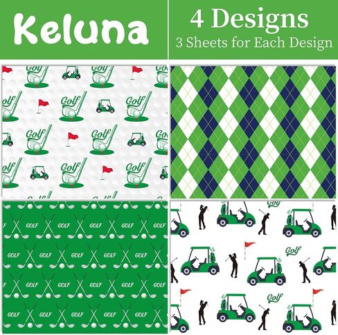 Keluna Golf Gift Wrapping Paper - Sports Theme Golf Wrapping Paper for Men Birthday Fathers Day Graduation Retirement Sports Event Christmas Holiday Wrap Sheets in Kuwait