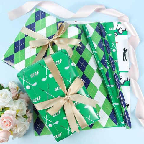 Keluna Golf Gift Wrapping Paper - Sports Theme Golf Wrapping Paper for Men Birthday Fathers Day Graduation Retirement Sports Event Christmas Holiday Wrap Sheets in Kuwait