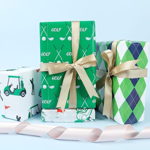Keluna Golf Gift Wrapping Paper - Sports Theme Golf Wrapping Paper for Men Birthday Fathers Day Graduation Retirement Sports Event Christmas Holiday Wrap Sheets in Kuwait