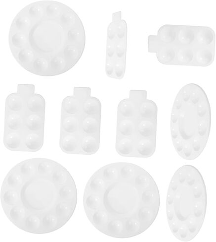 DOITOOL 10-Piece Paint Palette Set for Artists Plastic Mixing Trays for Watercolor and Acrylic Painting Creative Art Supplies for Students and Professionals in Saudi Arabia