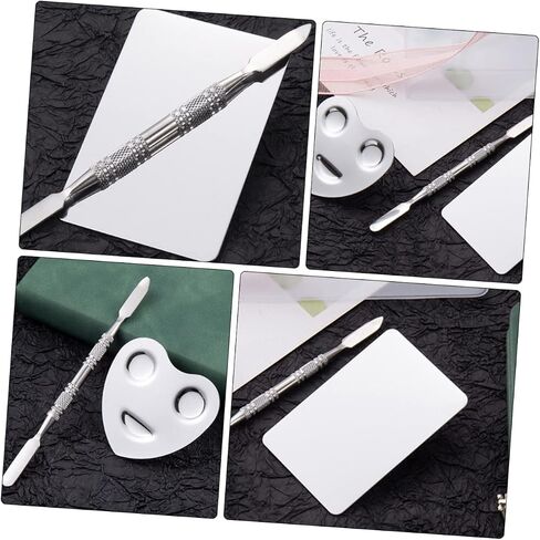 DOITOOL 2pcs Stainless Steel Nail Art Mixing Palette Set for DIY Manicure Professional Makeup Ring Color Mixing Tray Suitable for Nail Art Projects in Saudi Arabia